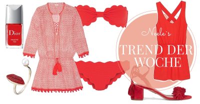 Der Modetrend der Woche ist die Farbe rot. Sie ist einfach supertrendy und passt perfekt zum Sommer 2016