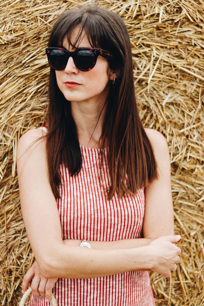 Sommeroutfit mit Midikleid Streifen und Sonnenbrille von Celine auf meinem Modeblog